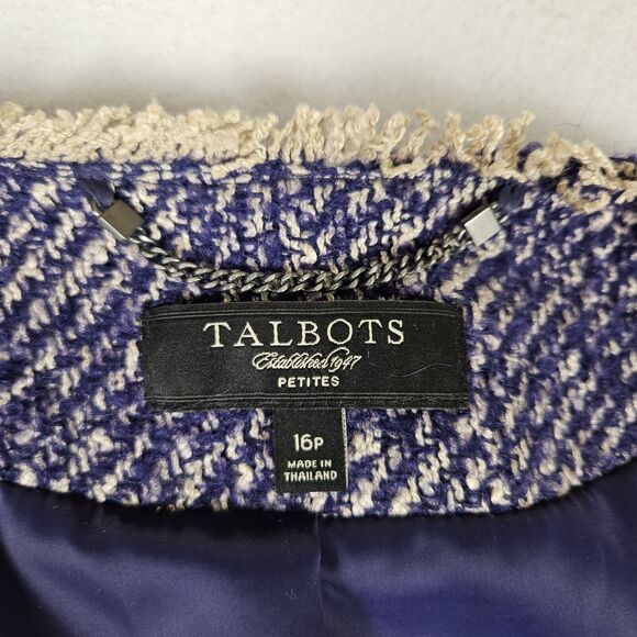 Talbots Womens 16P Alpaca Wool Mohair Tweed Blazer Purple Jacket Quiet Luxury - Picture 6 of 9